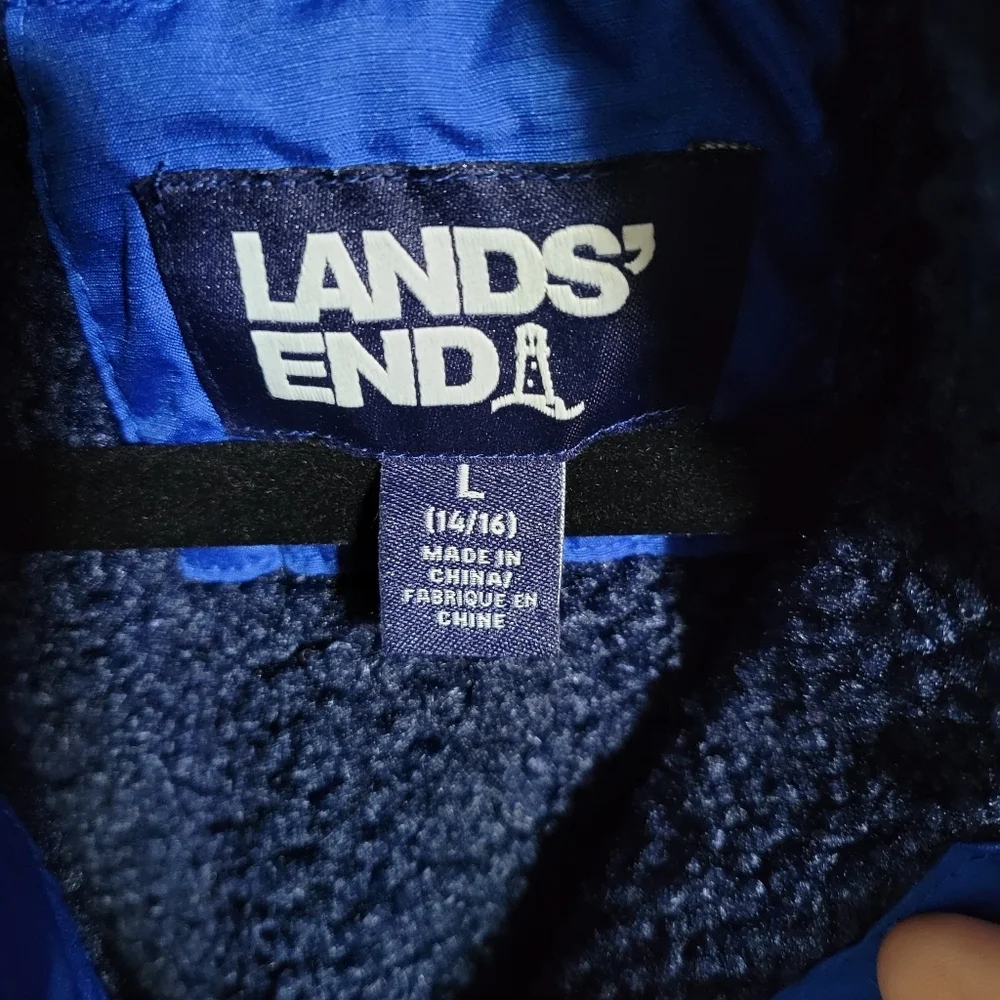 Lands’ End Youth Fleece Lined Coat Puffer Parka, Royal Cobalt, L (14/16)